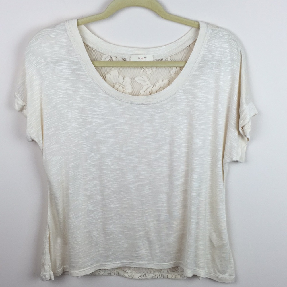 E (Hanger) M - Sheer Floral Lace Back Shirt